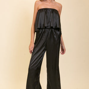 Black Glam Satin Jumpsuit
