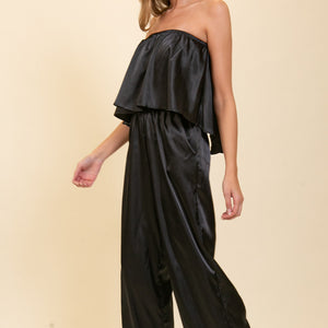 Black Glam Satin Jumpsuit