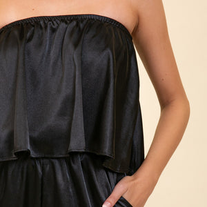 Black Glam Satin Jumpsuit