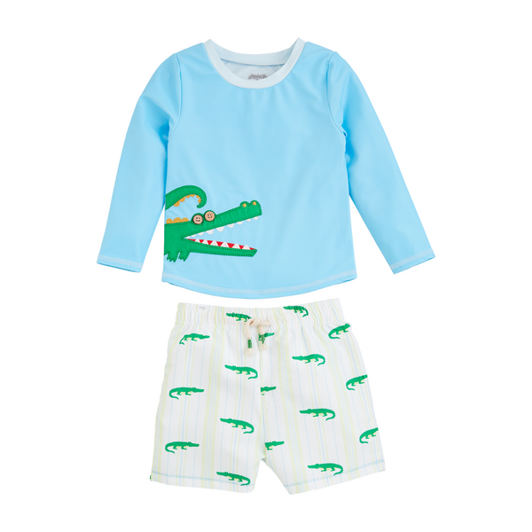 BOYS' GATOR RASH GUARD AND TRUNK SET