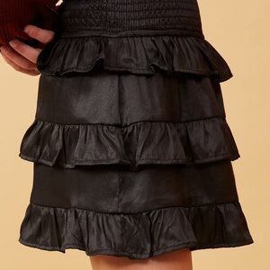Black Girls Shimmery Ruffle Tiered Smocked Waist Skirt