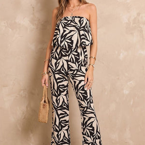 Black/White Tropical Nights Knit Jumpsuit
