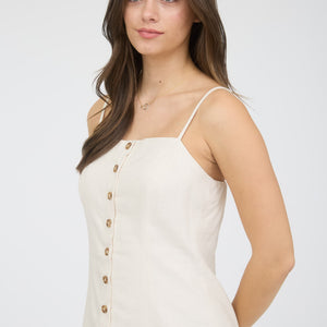 Button Down Spaghetti Strap Linen Top, 2 colors