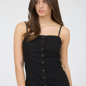 Button Down Spaghetti Strap Linen Top, 2 colors