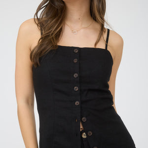 Button Down Spaghetti Strap Linen Top, 2 colors