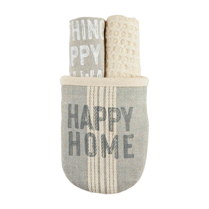 Happy home pot/towel set