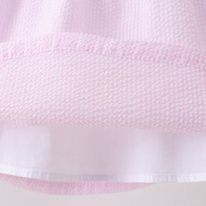 Pink Stripe Seersucker Bow Ruffle Shorts Set