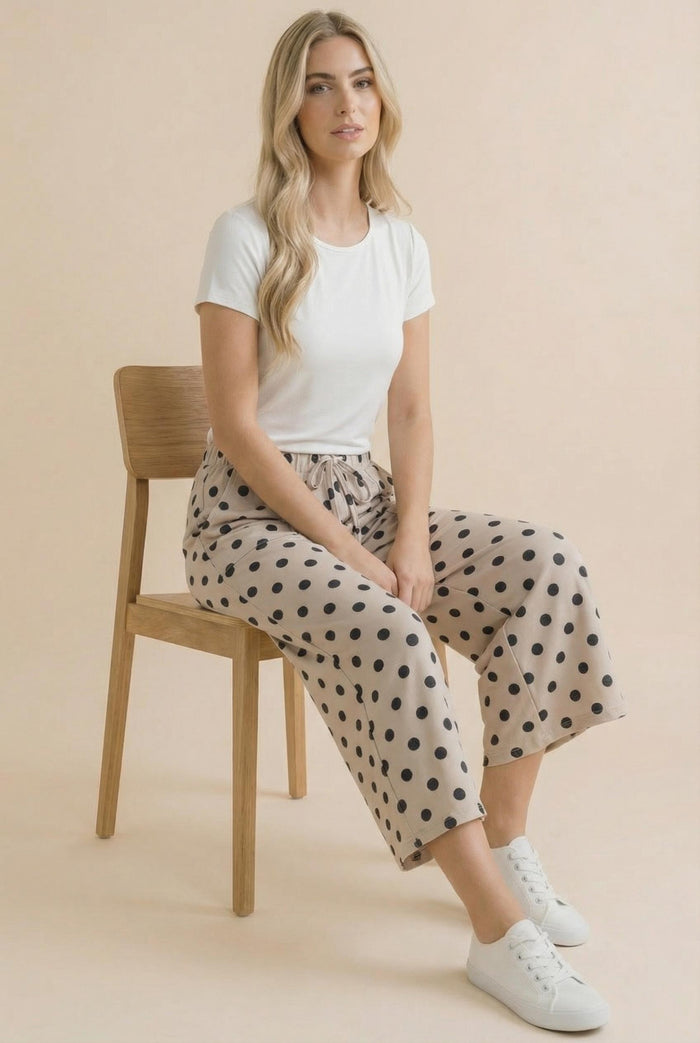 Elastic Waist Polka Dot Pants