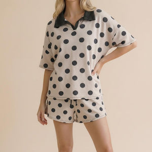 Polka Dot Color Block Loose Fit Lounge Set