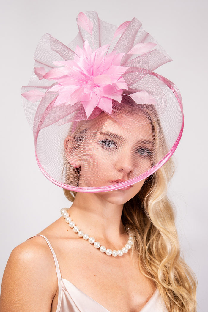 FLORAL MESH FASCINATOR WITH HEADBAND AND CLIP, 2 COLORS