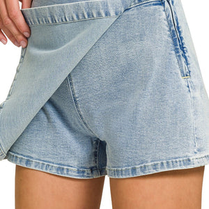 Wrap Front Skort Denim