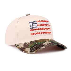 Camo Star Floral American Flag Two Tone Cotton Hat