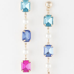 Triple Jewel Drop Earrings, 2 colors
