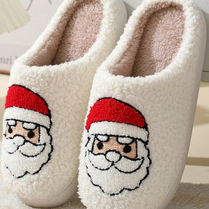 Christmas Santa Clause Graphic Plush Slippers