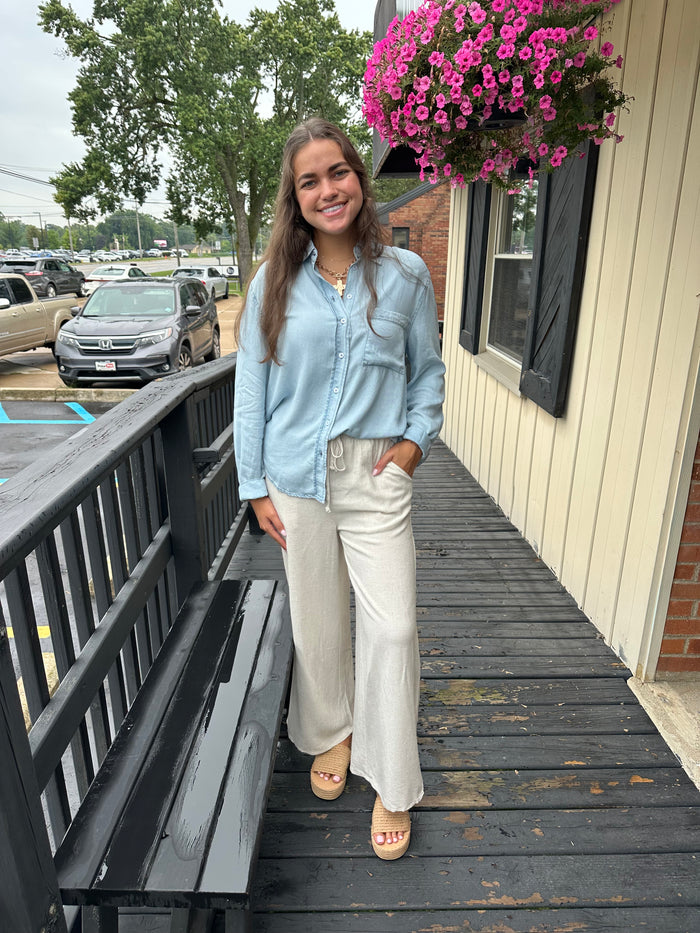 Oatmeal drawstring pant