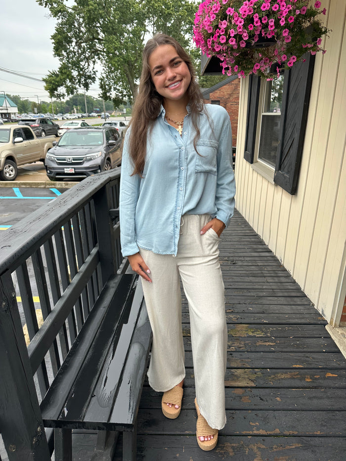 Button down denim soft shirt