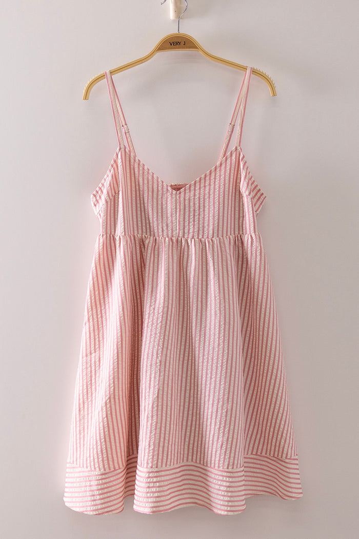 Pink Stripe Bow Babydoll Sundress
