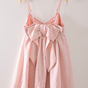 Pink Stripe Bow Babydoll Sundress