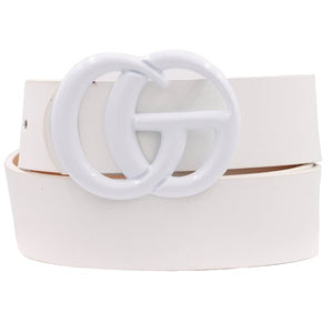 Painted Double Ring Faux Leather Belt, 5 colors