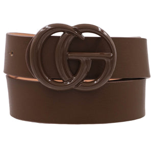 Painted Double Ring Faux Leather Belt, 5 colors