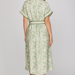 Green floral button maxi