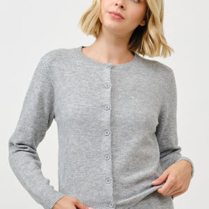 Gray Women's Round Neck Button Cardigan