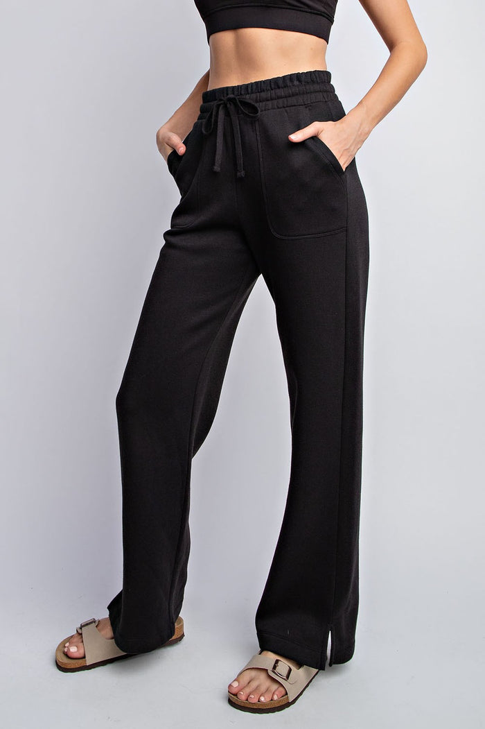FRENCH TERRY STRAIGHT LEG PANTS, 2 COLORS
