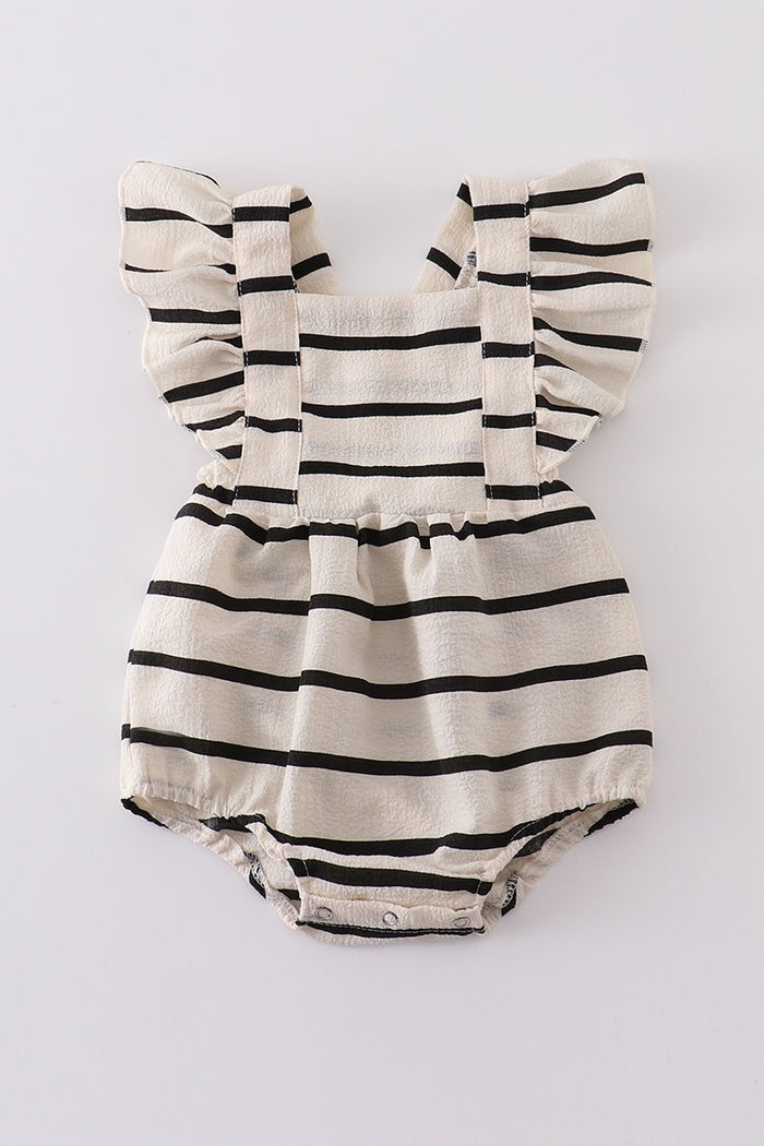 Black stripe ruffle bubble