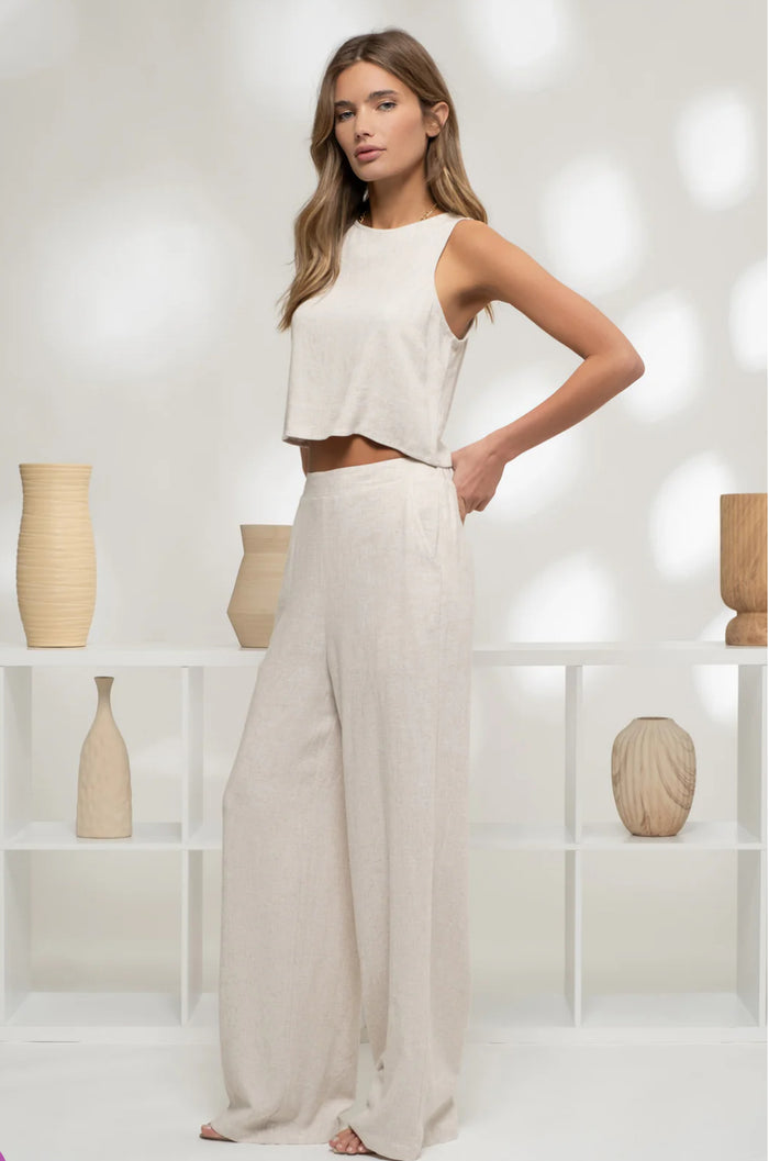 Oatmeal Linen 2 pc pant set