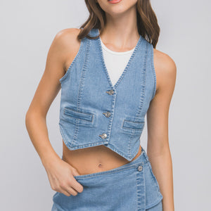 Denim Buttoned Vest Top