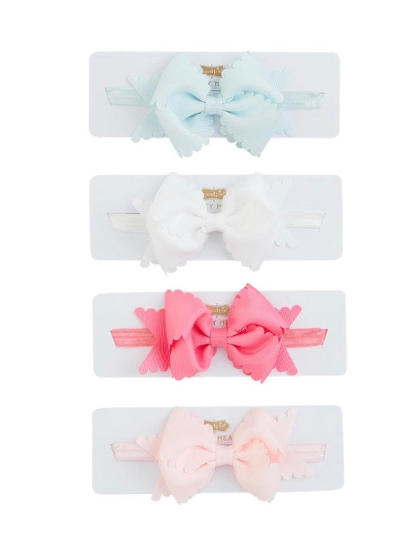 Scalloped bow headband