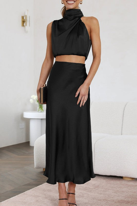 Black Satin 2 pc set