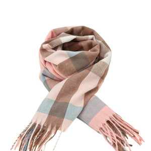Light Pink Plaid check oblong scarf