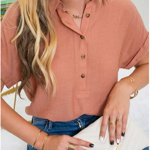 MID BUTTON DOWN TOP, 4 COLORS!