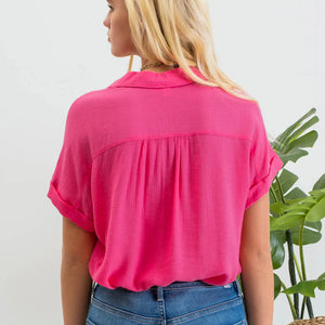 MID BUTTON DOWN TOP, 4 COLORS!