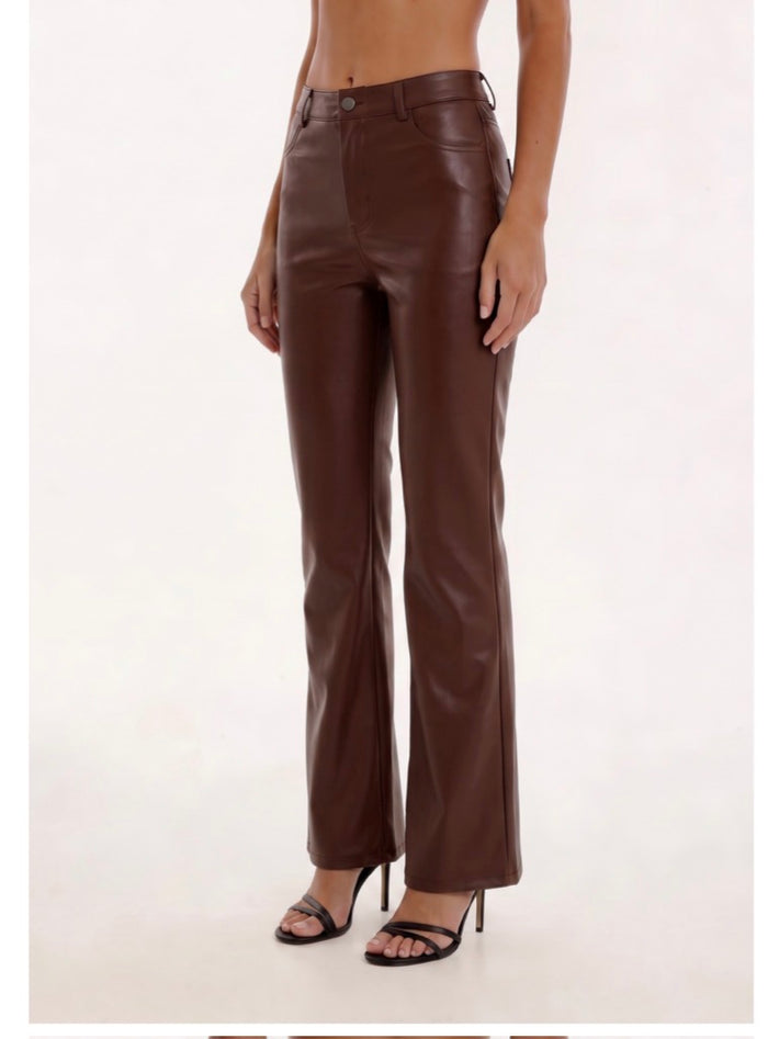 Straight-leg Faux Leather Pants, 2 colors
