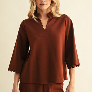 Brown Scallop Edge Detail Solid Top