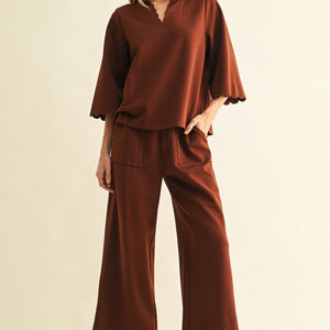 Brown Scallop Edge Detail Solid Top