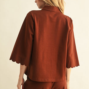 Brown Scallop Edge Detail Solid Top