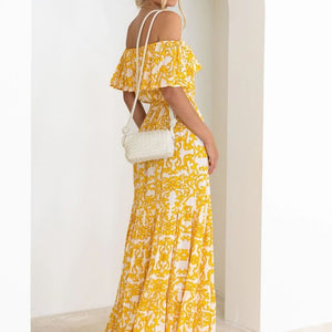 Yellow Off Shoulder Maxi Dress