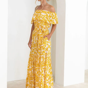 Yellow Off Shoulder Maxi Dress