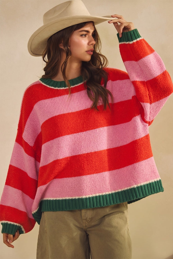 Mixed Stripe Contrast Sweater