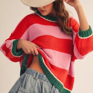 Mixed Stripe Contrast Sweater
