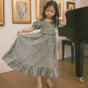 MAGGIE DRESS EUCALYPTUS FRENCH FLORAL