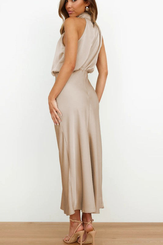 Satin Sleeveless Mock Neck Cocktail Dress, 3 Colors! Sofi Stella Women's & Children's Boutique Satin Sleeveless Mock Neck Cocktail Dress, 3 Colors! Sofi Stella Women's & Children's Boutique