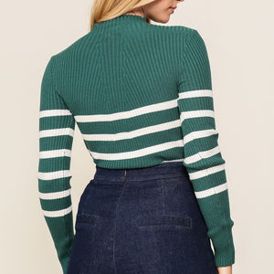 Hunter Long sleeve high neck striped sweater top