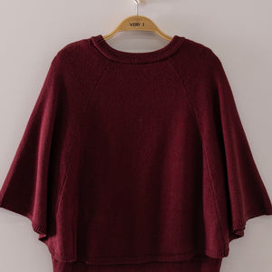 Burgundy Cape Sleeve Knit Top