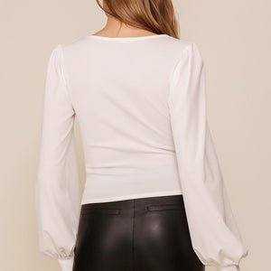 Bra seam techno crepe top, Tan or White