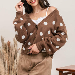 POLKA DOT BUTTON UP CARDIGAN, 2 COLORS