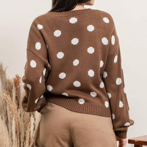 POLKA DOT BUTTON UP CARDIGAN, 2 COLORS